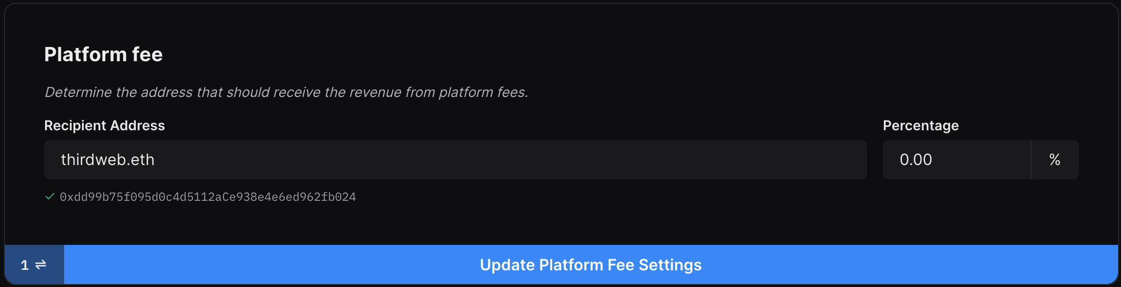 Screenshot of platform fees